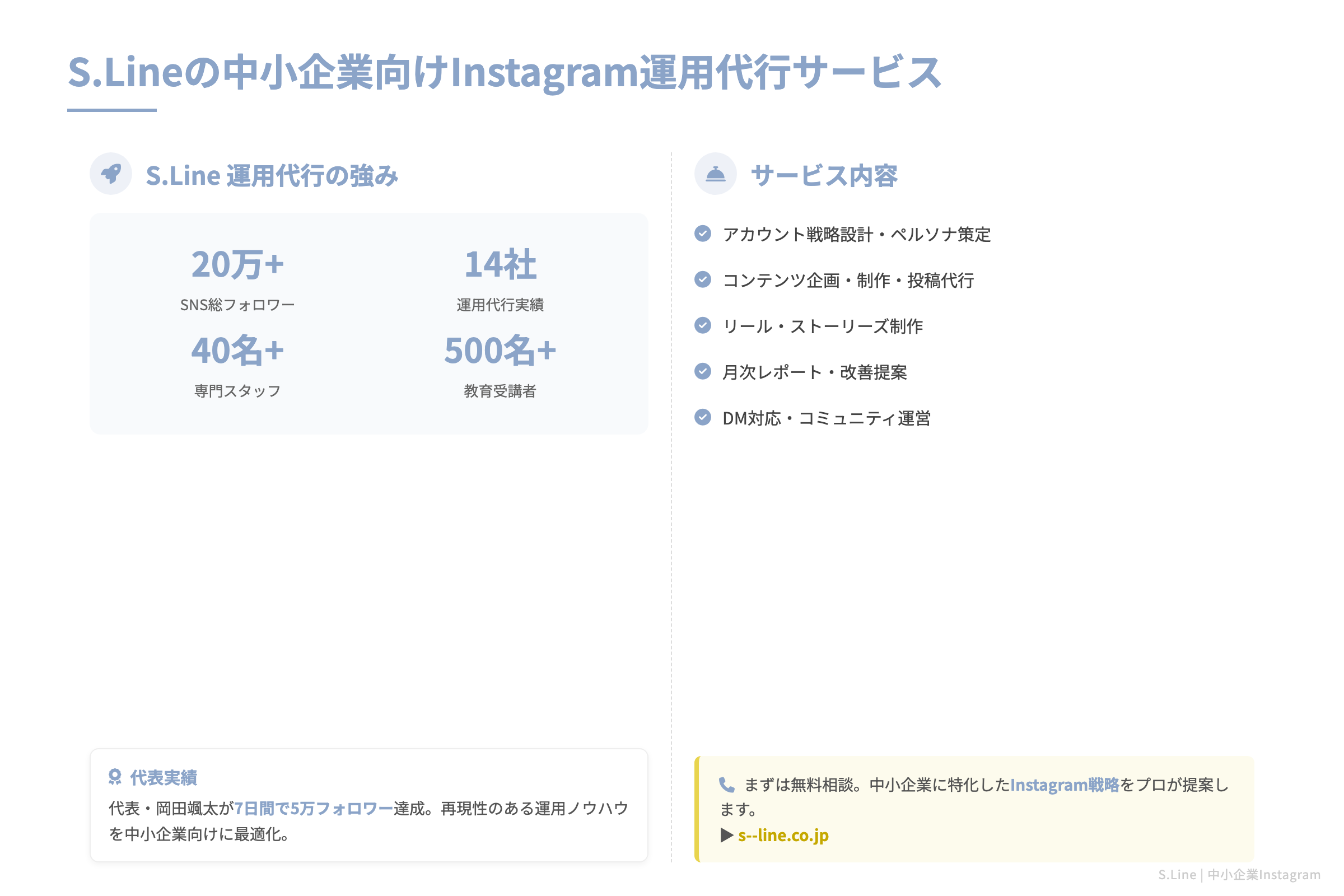 S.Lineの中小企業向けInstagram運用代行サービス
