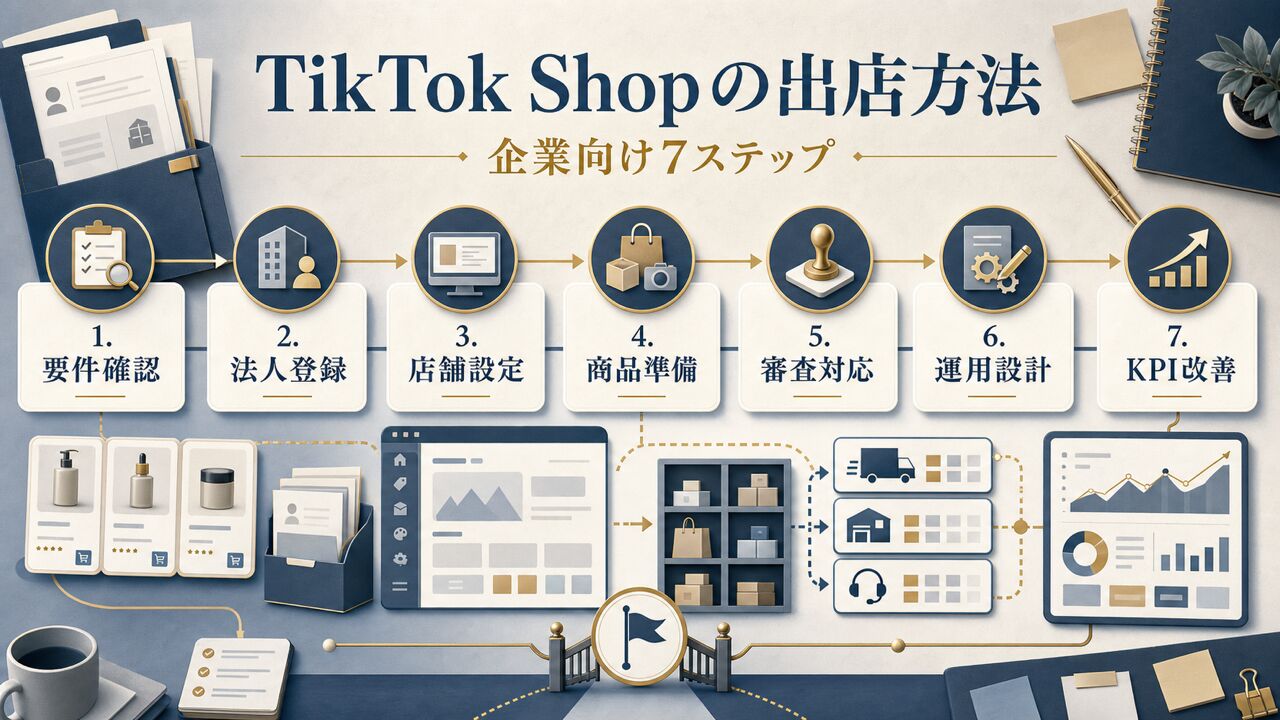 TikTok Shopの出店方法｜企業向け手順を7ステップで解説の図解