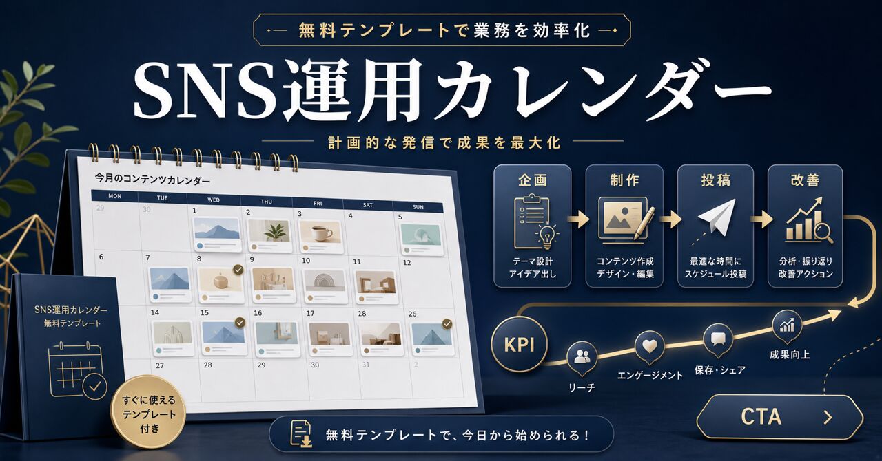 SNSコンテンツカレンダーの作り方｜無料テンプレート付き運用効率化ガイドのアイキャッチ